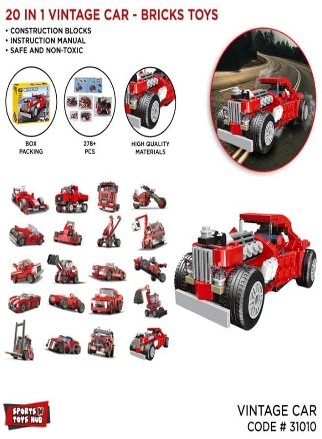 Sky Tech® 20-in-1 Magic Building Blocks Set 268+ Pieces Creative Construction Toy for Kids |Includes Instruction Manual Ideal for Boys & Girls Ages 6+ DIY Brick Vintage Car, Truck, Bike Models - Image 4